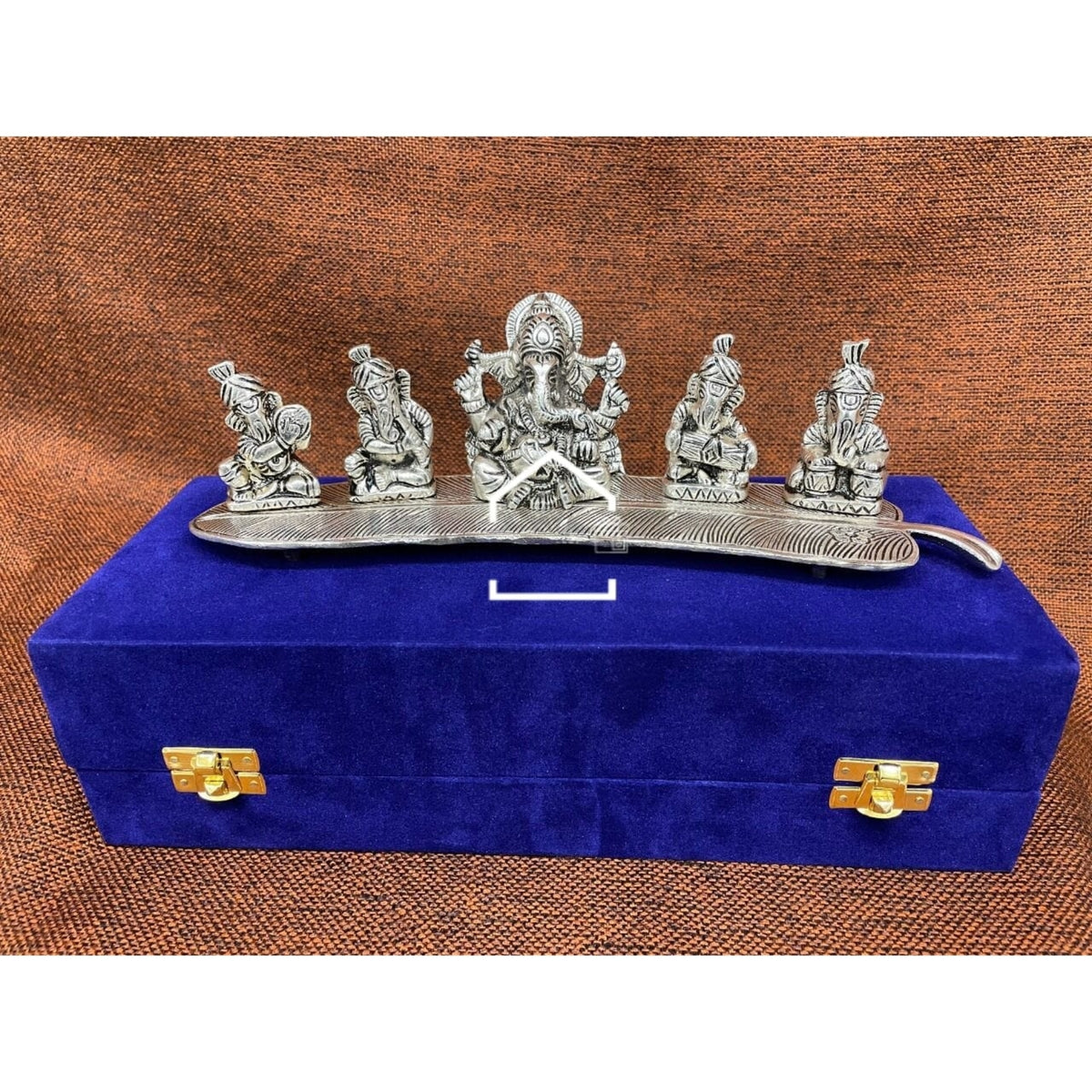 Musical Ganesh Silver Gift Set with Velvet Box