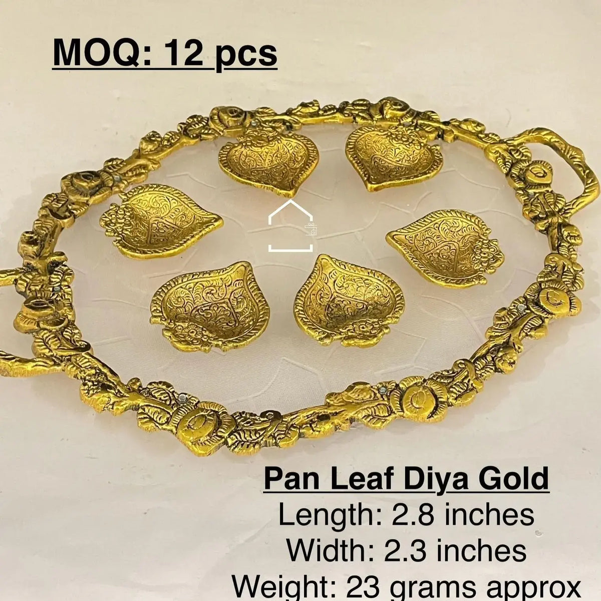 Royal Golden Pan Leaf Diya Set of 12