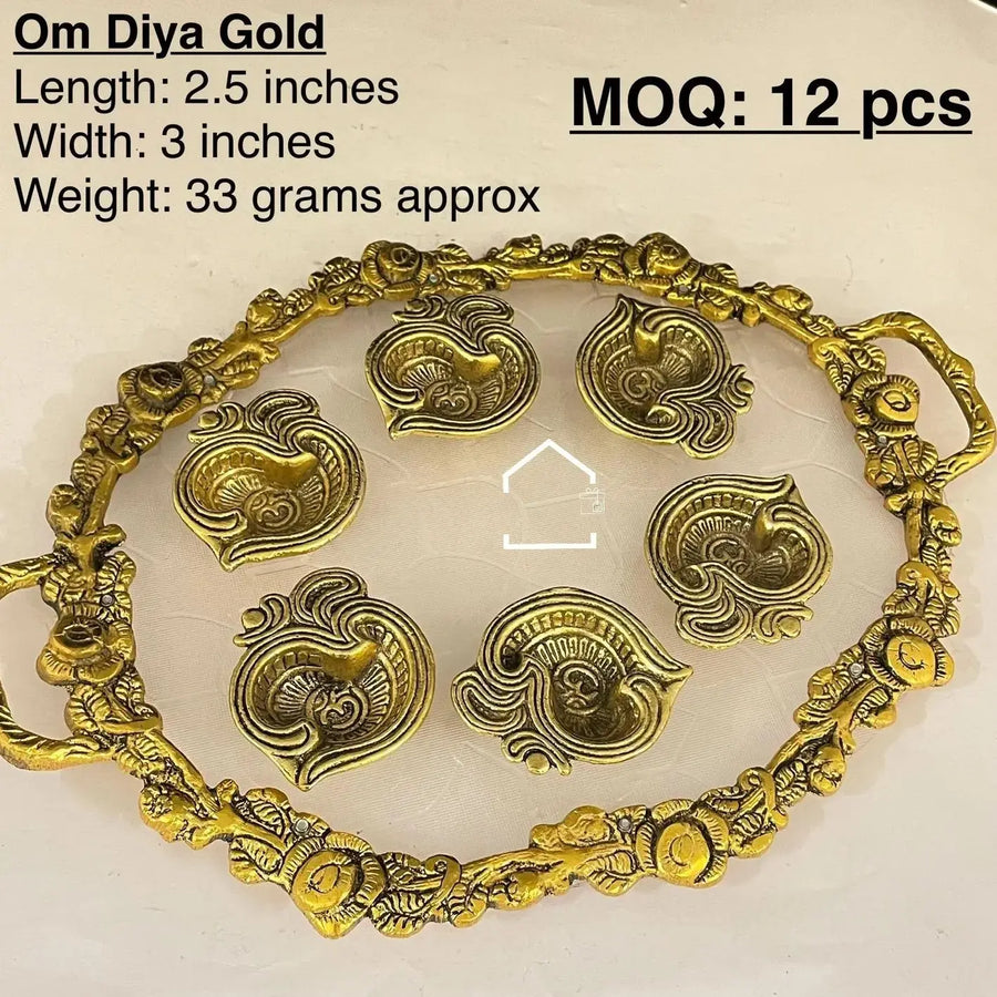 Royal Om Golden Diya Set of 12