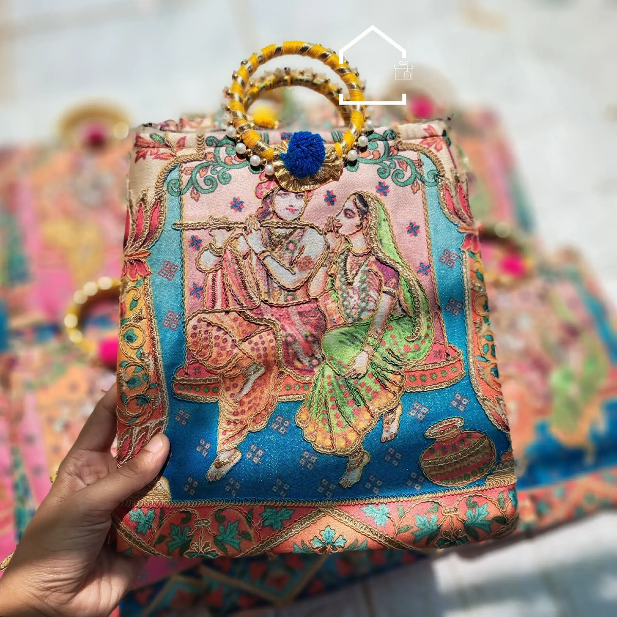 Radhakrishna Giveaway Zari Bags - Set Of 10
