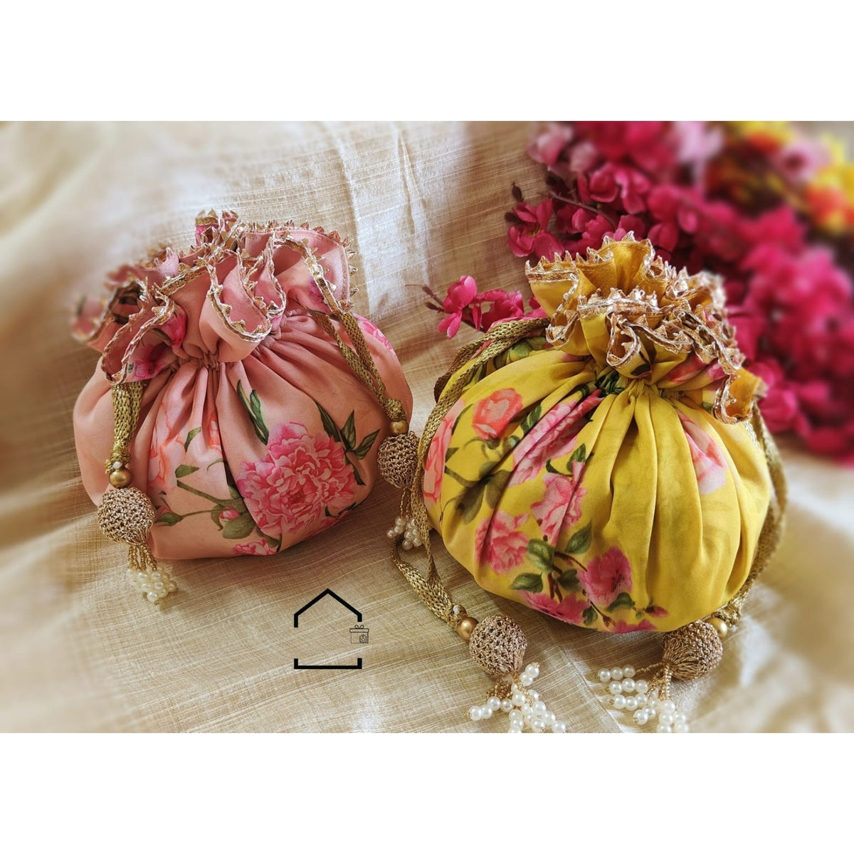 Pastel Bloom Organza Matka Potli