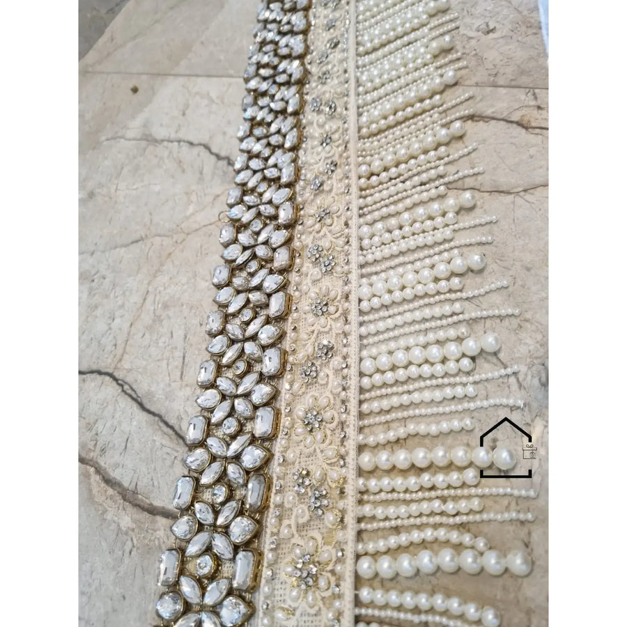 Royal Stone & Pearl Embroidered Toran Hanging Set