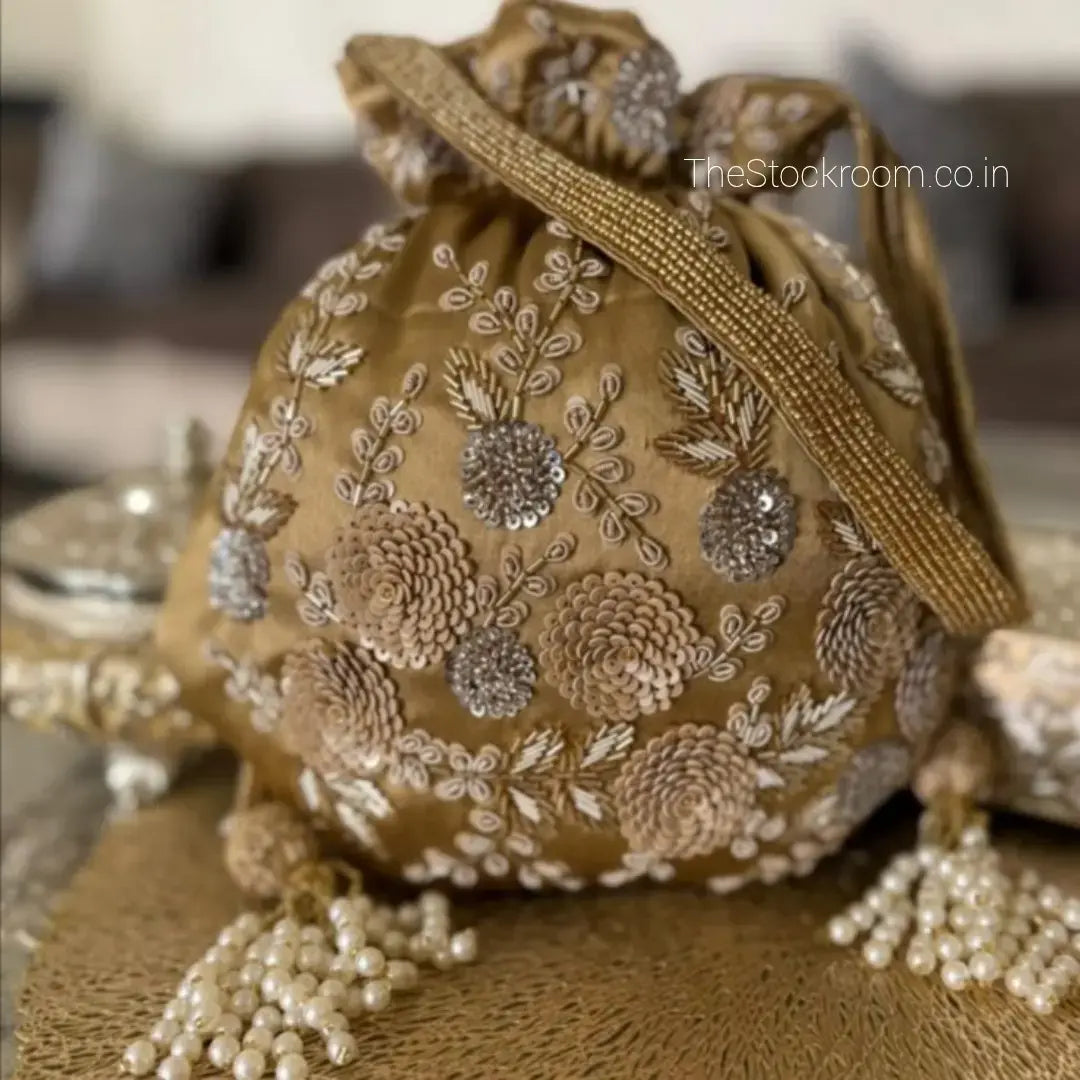 Luxury Zari Embroidery Potli Bag