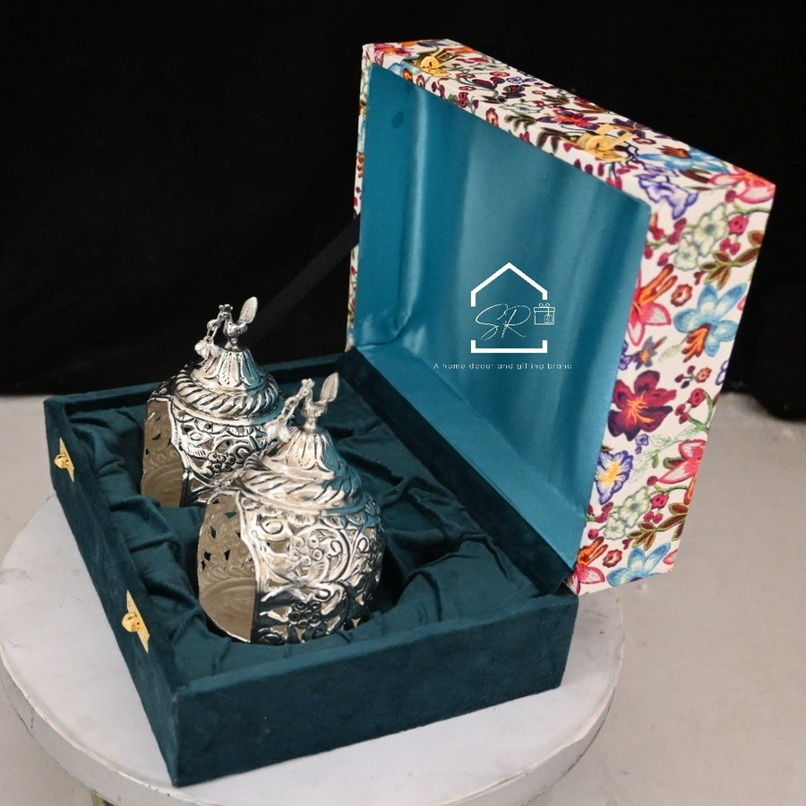 Luxury German Silver T-Light Set with Velvet Box