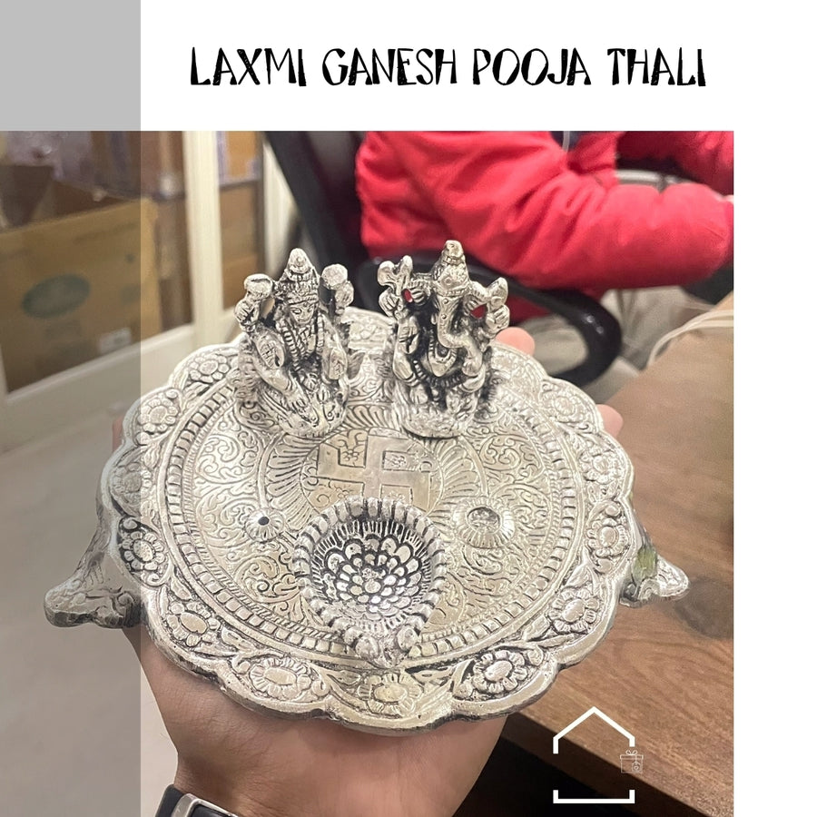 Shubh Laxmi Ganesh Silver Pooja Thali