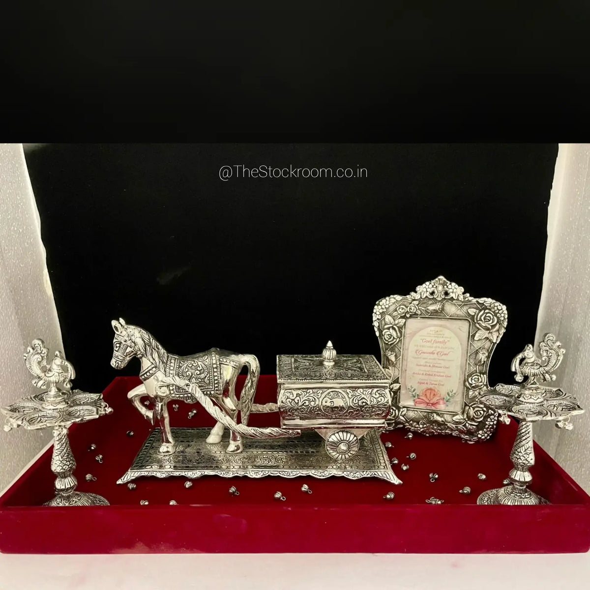 Royal Silver Horse Cart Wedding Invitation Keepsake