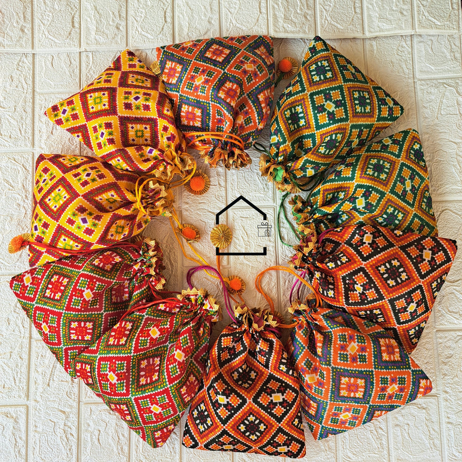 Patola Multicolor Potli - Set Of 10