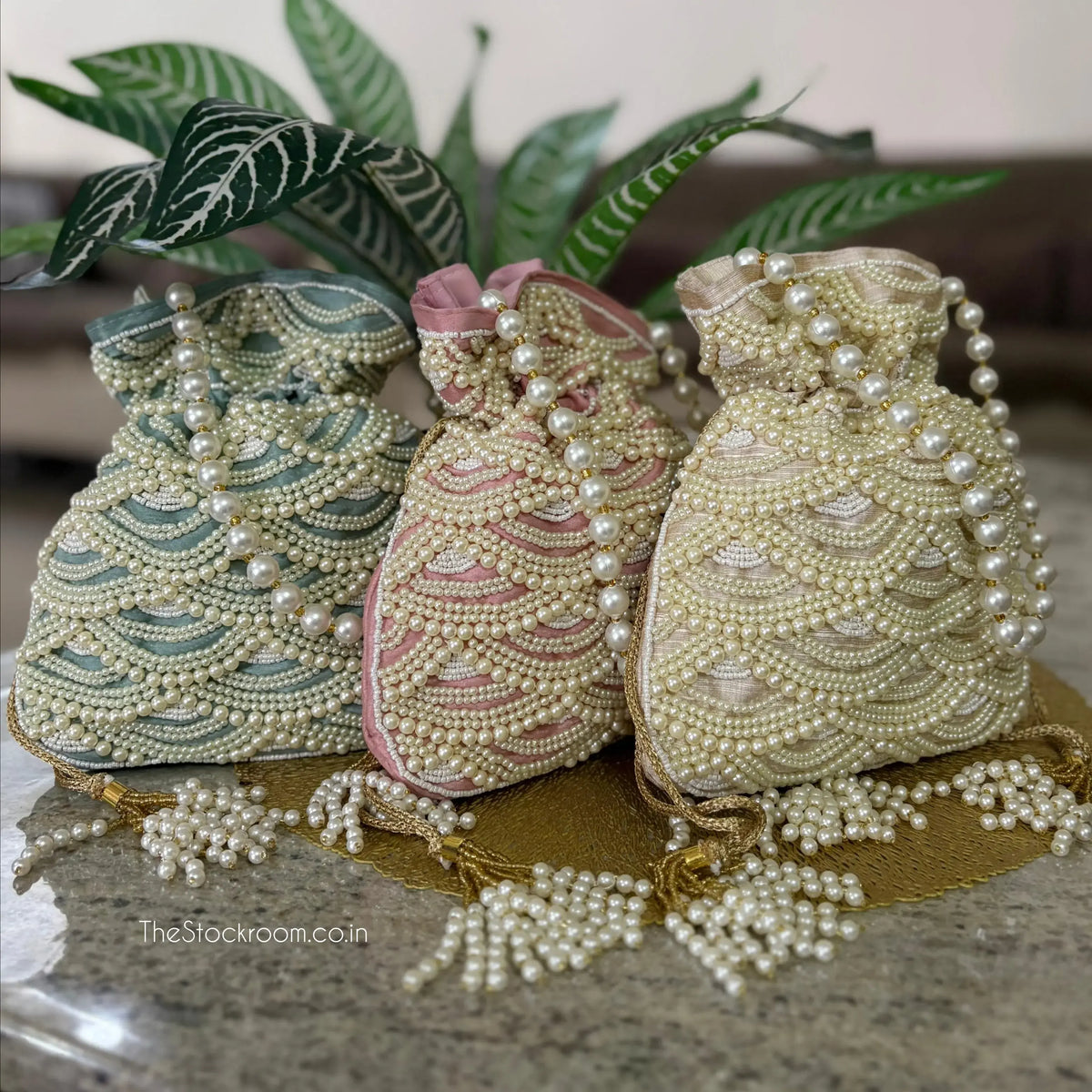 Pearl Royale Embellished Potli Bags