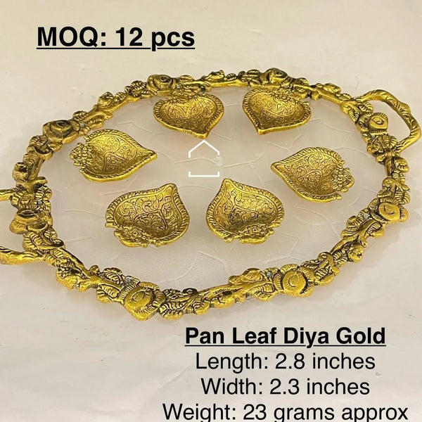 Royal Golden Pan Leaf Diya Set of 12