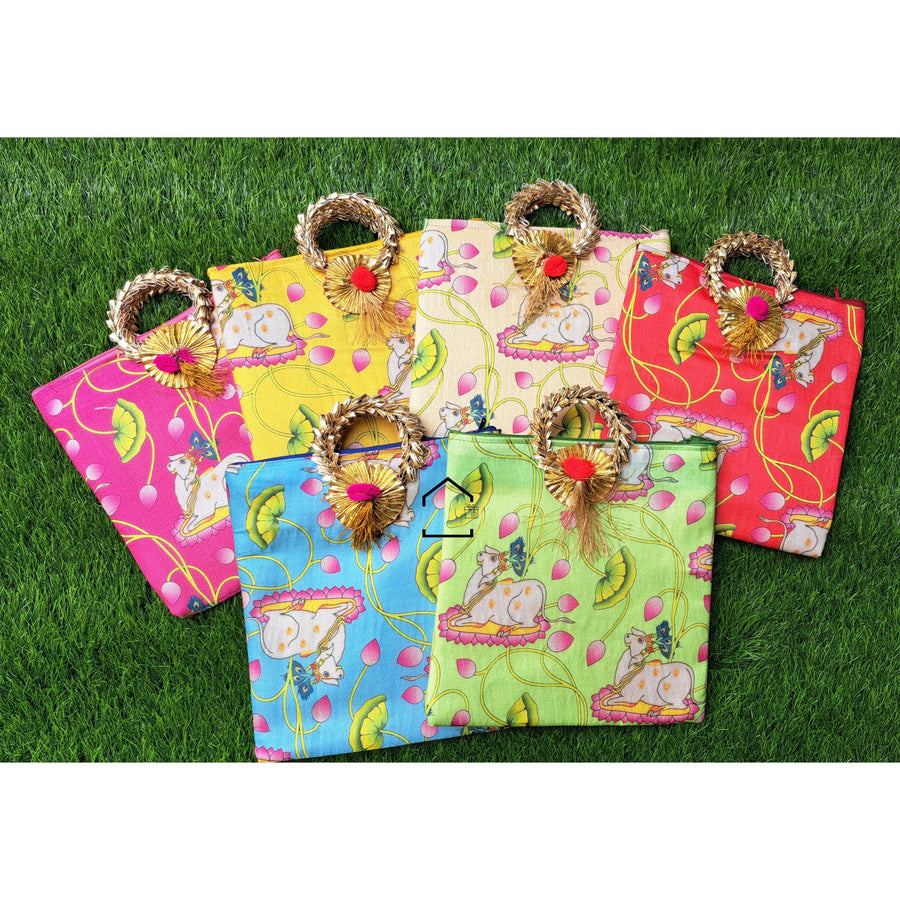 Vrindavan Pichwai Zip Gift Bag - Set Of 10