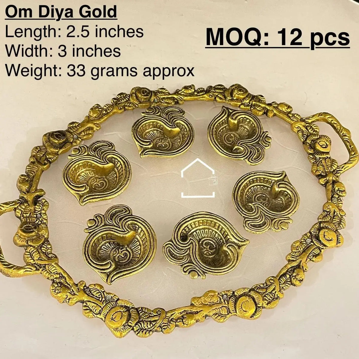 Royal Om Golden Diya Set of 12