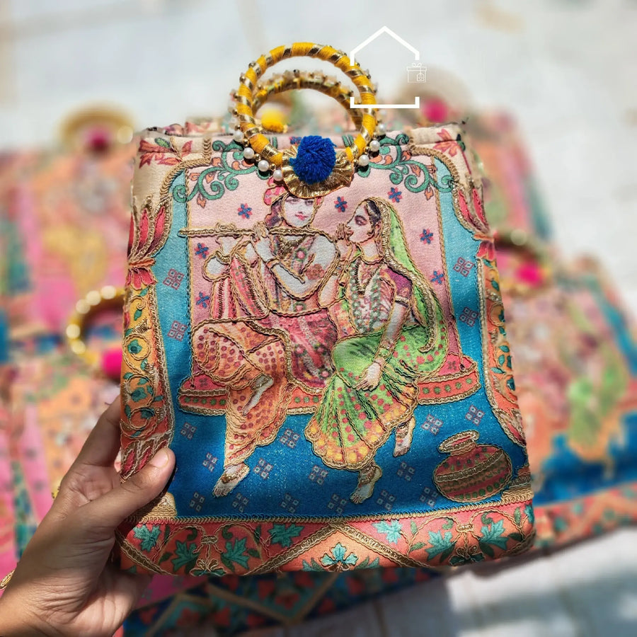 Radhakrishna Giveaway Zari Bags - Set Of 10