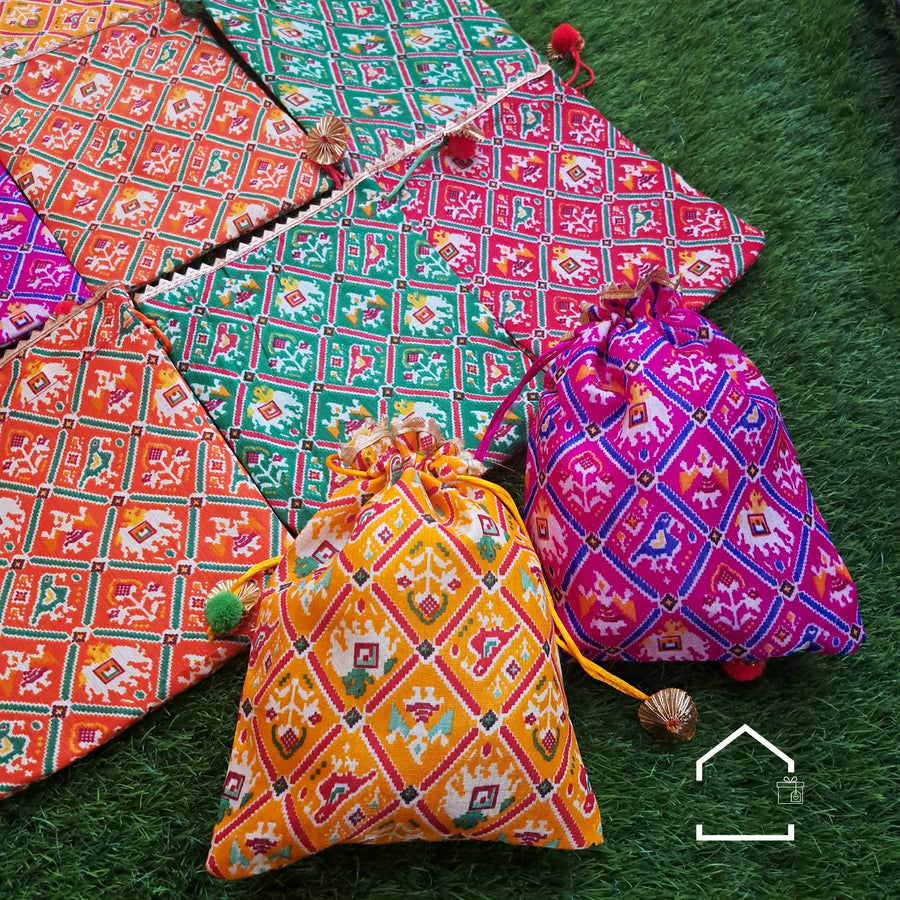 Rajsi Patola Elephant Bird GIveaway Potli - Set Of 10