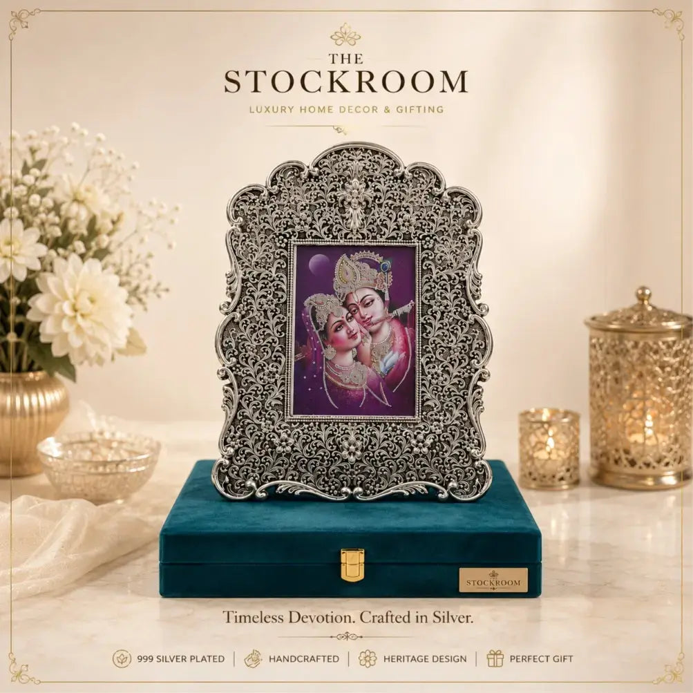 999 Silver Divine Bond Radha Krishna Photo Frame