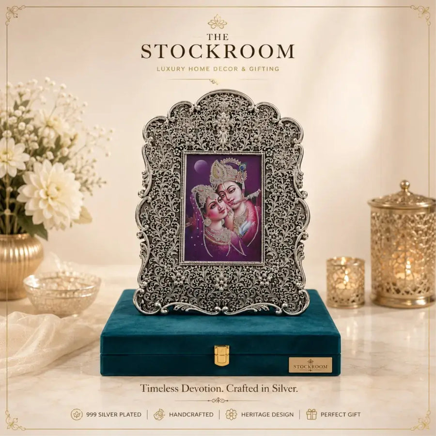 999 Silver Divine Bond Radha Krishna Photo Frame