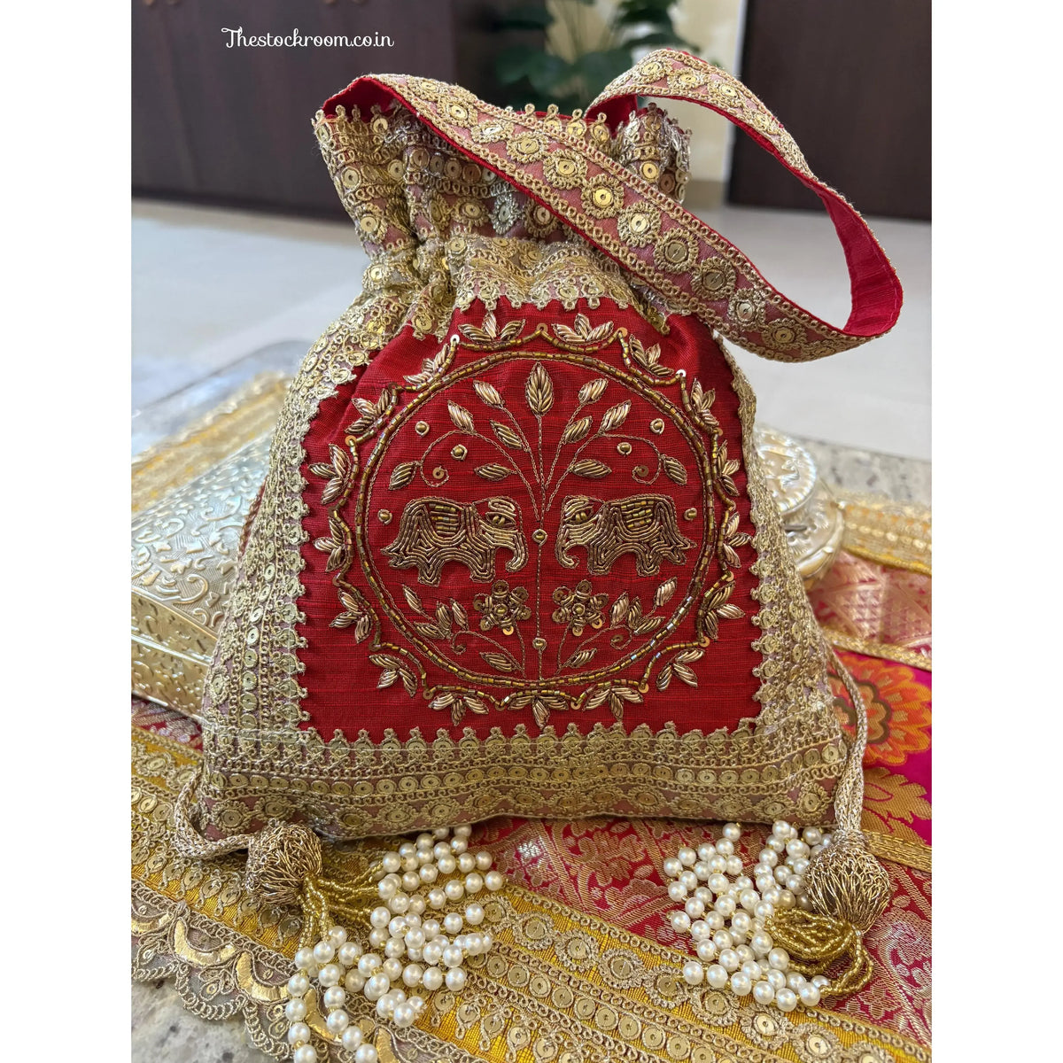 Haathkala Zari Handwork Potli