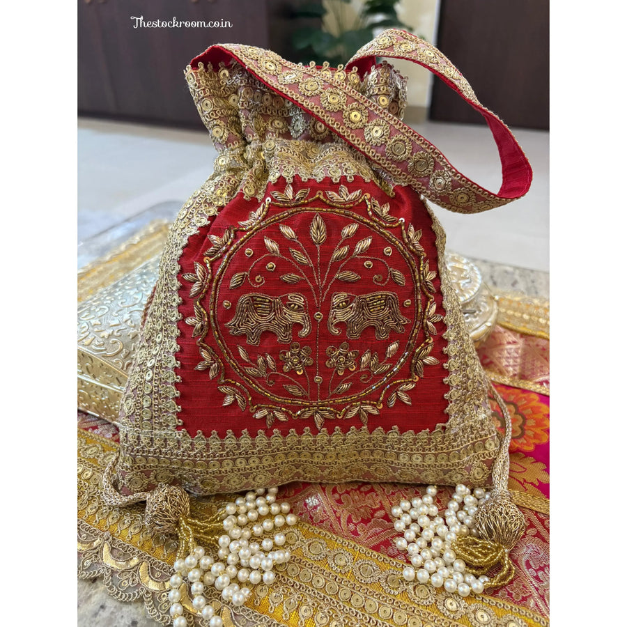 Haathkala Zari Handwork Potli