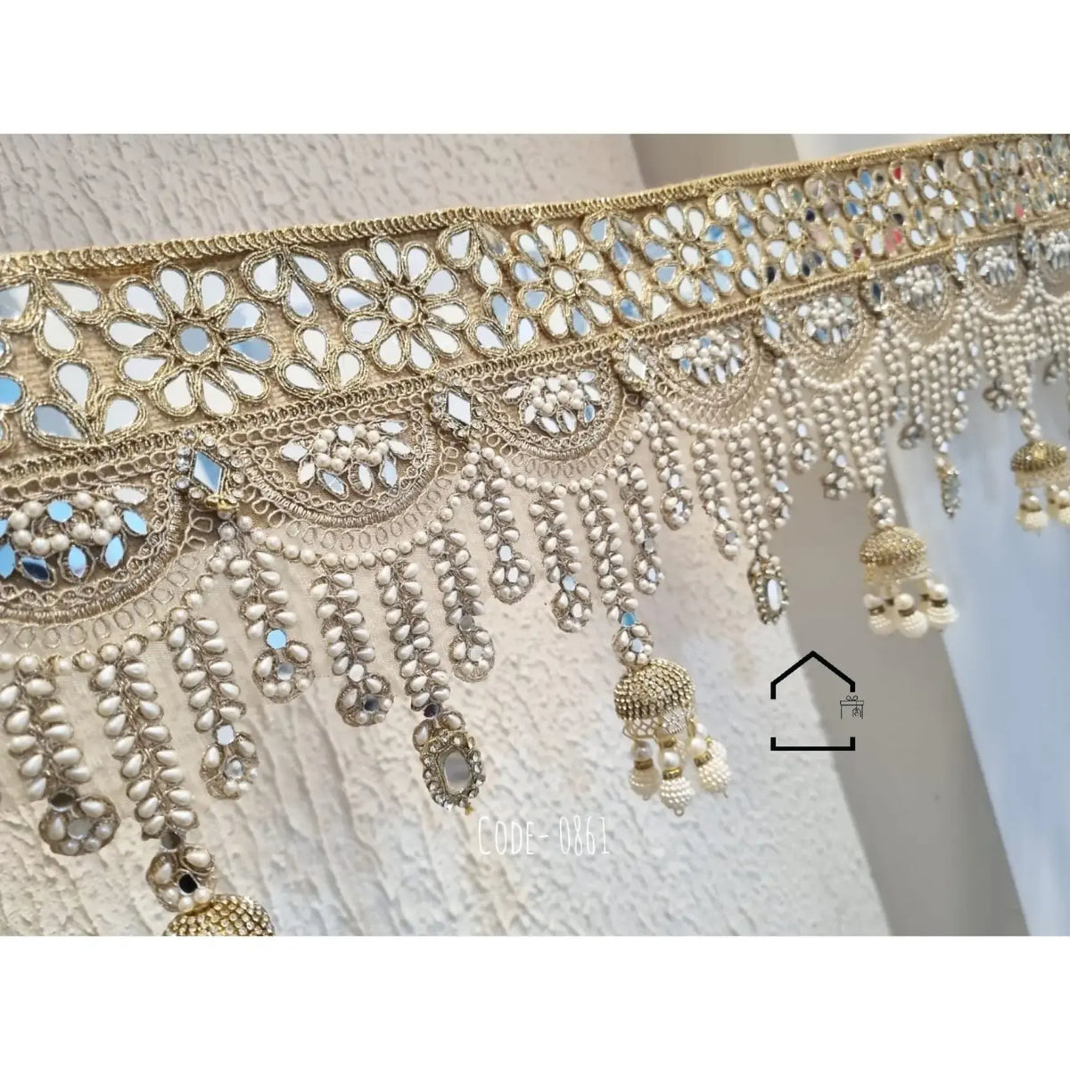Golden Mirror Work Lace Toran Door Hanging