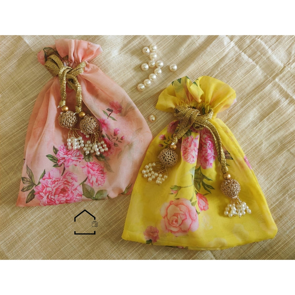 Luxury Digital Print Organza Giveaway Potli - Large