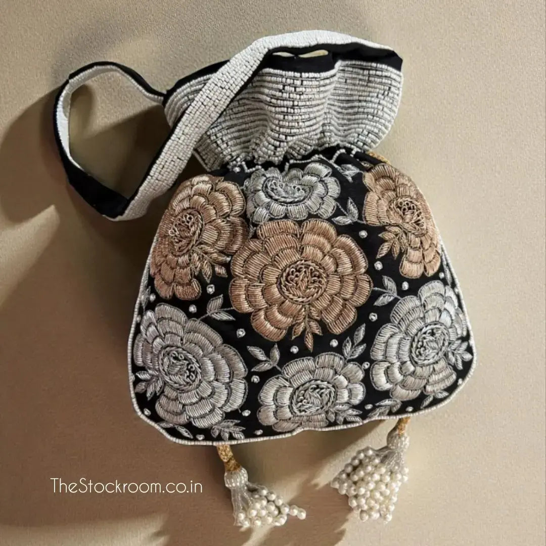 Midnight Bloom Luxe Handcrafted Potli