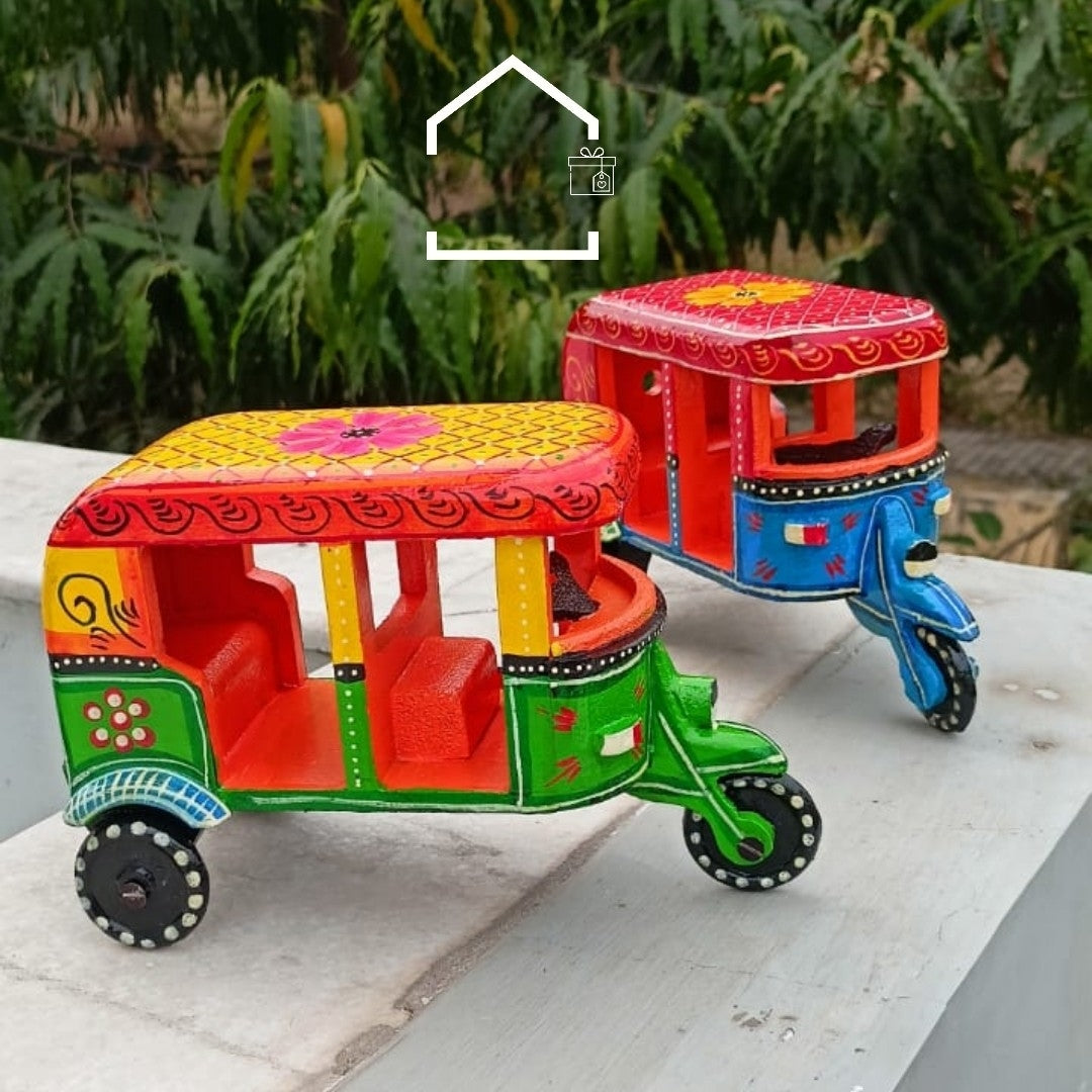 Handpainted Auto Rickshaw Planter & Home Décor