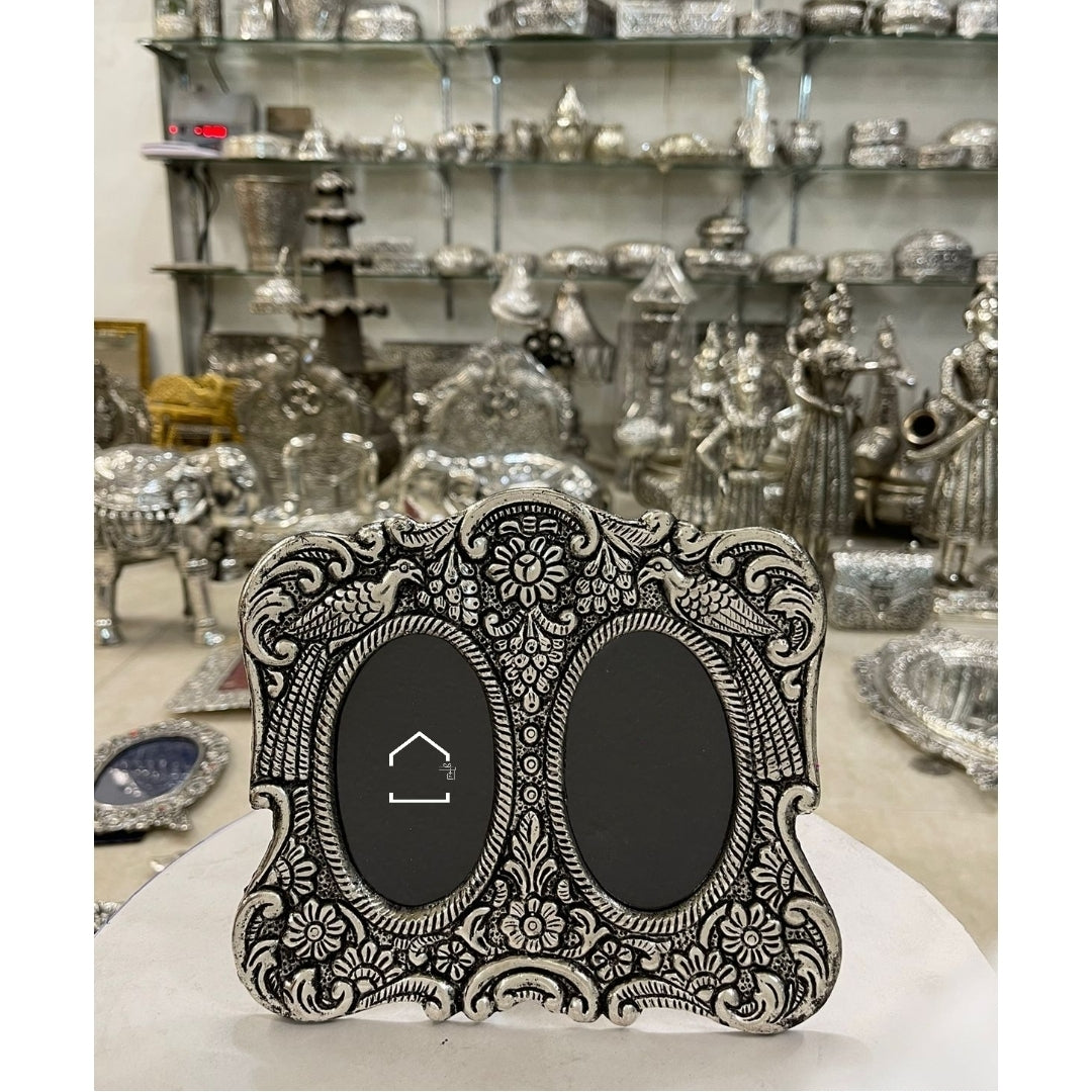 Royal Dual Peacock Silver Photo Frame