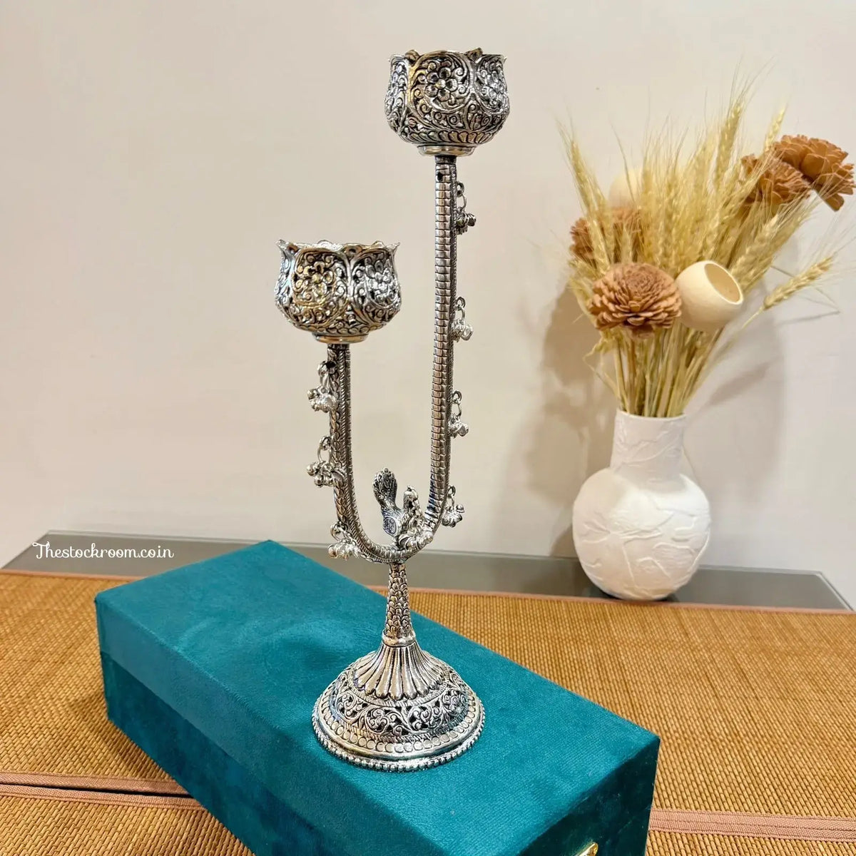 Regal Silver Bloom Candle Stand