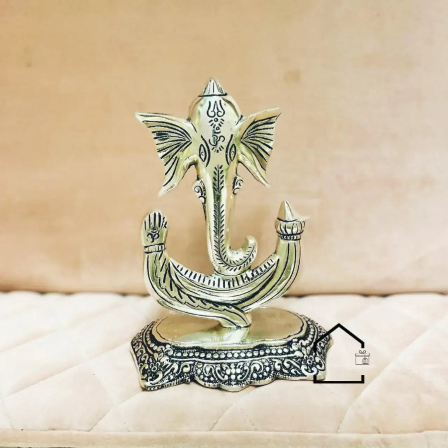 Royal German Silver Ganesh Trunk Idol