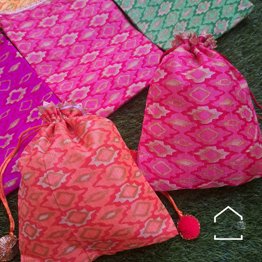 MeghRang Bandhej Giveaway Potli  - Set Of 10