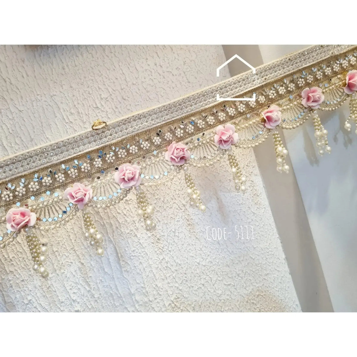 Pink Floral Mirror Lace Toran