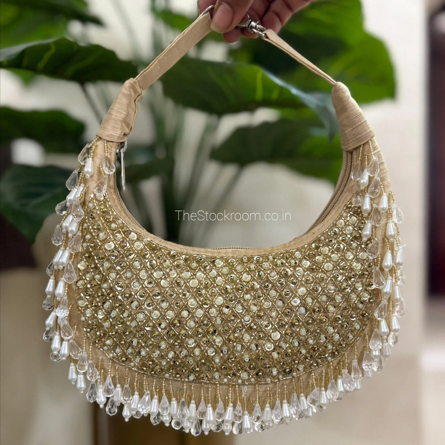 Luna Pearl Fringe Moon Bag