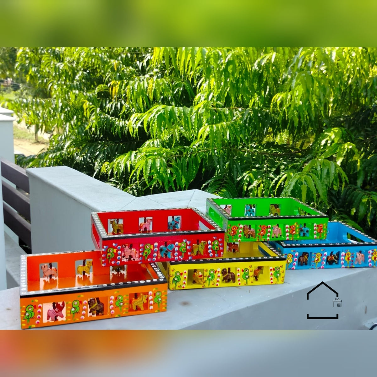Handpainted Wooden Serving Tray – Medium