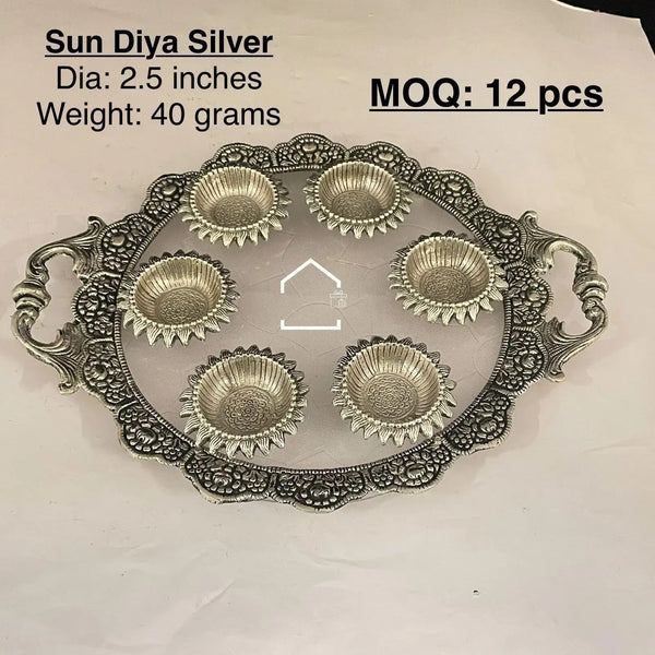 Royal Sun Silver Diya Set of 12