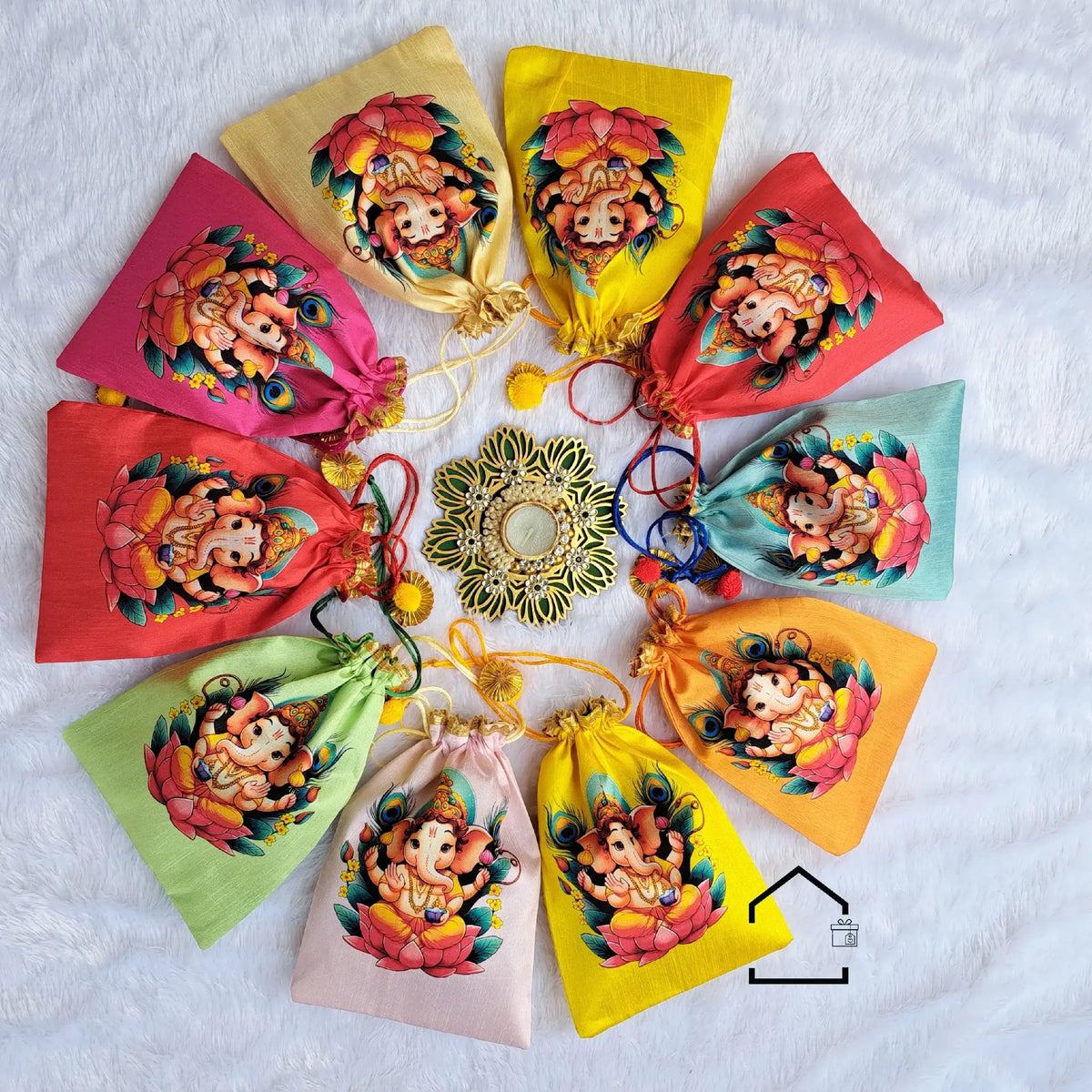 Shree Ganesh Blessings Giveaway Potli - Set Of 10
